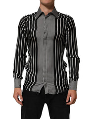 Dolce & Gabbana Black White Stripes Men MARTINI Dress Shirt - IT39 | S - Shirts