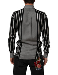 Dolce & Gabbana Black White Stripes Men MARTINI Dress Shirt - IT39 | S - Shirts
