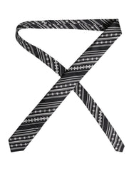 Dolce & Gabbana Black White Stripes Silk Adjustable Necktie Tie - Neckties