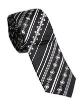 Dolce & Gabbana Black White Stripes Silk Adjustable Necktie Tie - Neckties