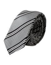Dolce & Gabbana Black White Stripes Silk Adjustable Tie - Neckties