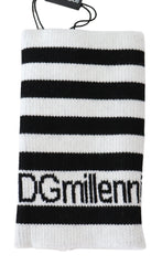 Dolce & Gabbana Black White Wool DGMillennials Wristband Wrap - Gloves & Mittens