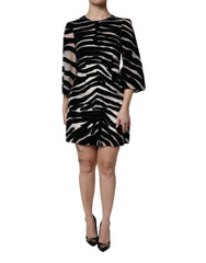 Dolce & Gabbana Black White Zebra A-line Sheath Mini Dress - Dresses