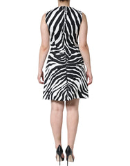 Dolce & Gabbana Black White Zebra A-line Sheath Mini Dress - IT42|M - Dresses