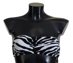 Dolce & Gabbana Black White Zebra Bandeau Swimwear Bikini Top - IT1 | XS - Swimwear Tops