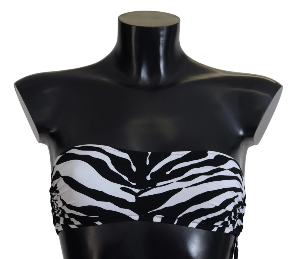 Dolce & Gabbana Black White Zebra Bandeau Swimwear Bikini Top - IT1 | XS - Swimwear Tops