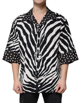 Dolce & Gabbana Black White Zebra Button Down Oversize Shirt - Shirts