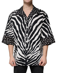 Dolce & Gabbana Black White Zebra Button Down Oversize Shirt - Shirts