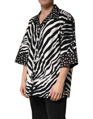 Dolce & Gabbana Black White Zebra ButtonDown Oversize Shirt - IT42 | XL