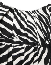Dolce & Gabbana Black White Zebra Ruched Silk Mini Dress - IT40|S