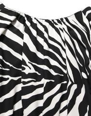 Dolce & Gabbana Black White Zebra Ruched Silk Mini Dress - IT40|S