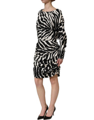 Dolce & Gabbana Black White Zebra Ruched Silk Mini Dress - IT40|S