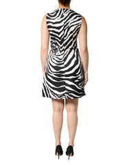 Dolce & Gabbana Black White Zebra Sleeveless A-line Dress