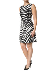 Dolce & Gabbana Black White Zebra Sleeveless A-line Dress