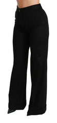 Dolce & Gabbana Black Wide Leg Flared Trouser Cashmere Pants - Trousers