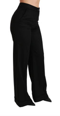 Dolce & Gabbana Black Wide Leg Flared Trouser Cashmere Pants - Trousers
