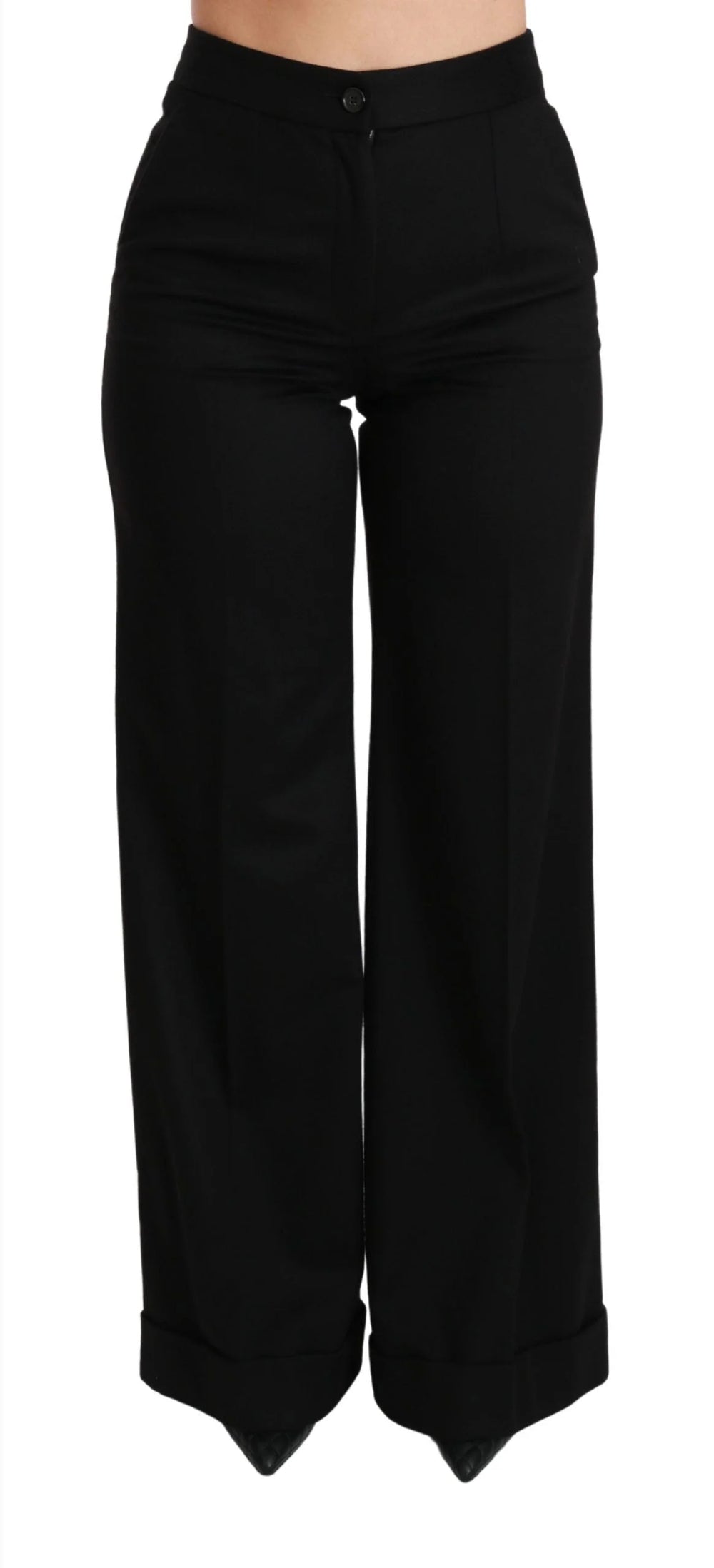 Dolce & Gabbana Black Wide Leg Flared Trouser Cashmere Pants - Trousers