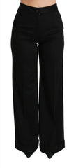 Dolce & Gabbana Black Wide Leg Flared Trouser Cashmere Pants - Trousers