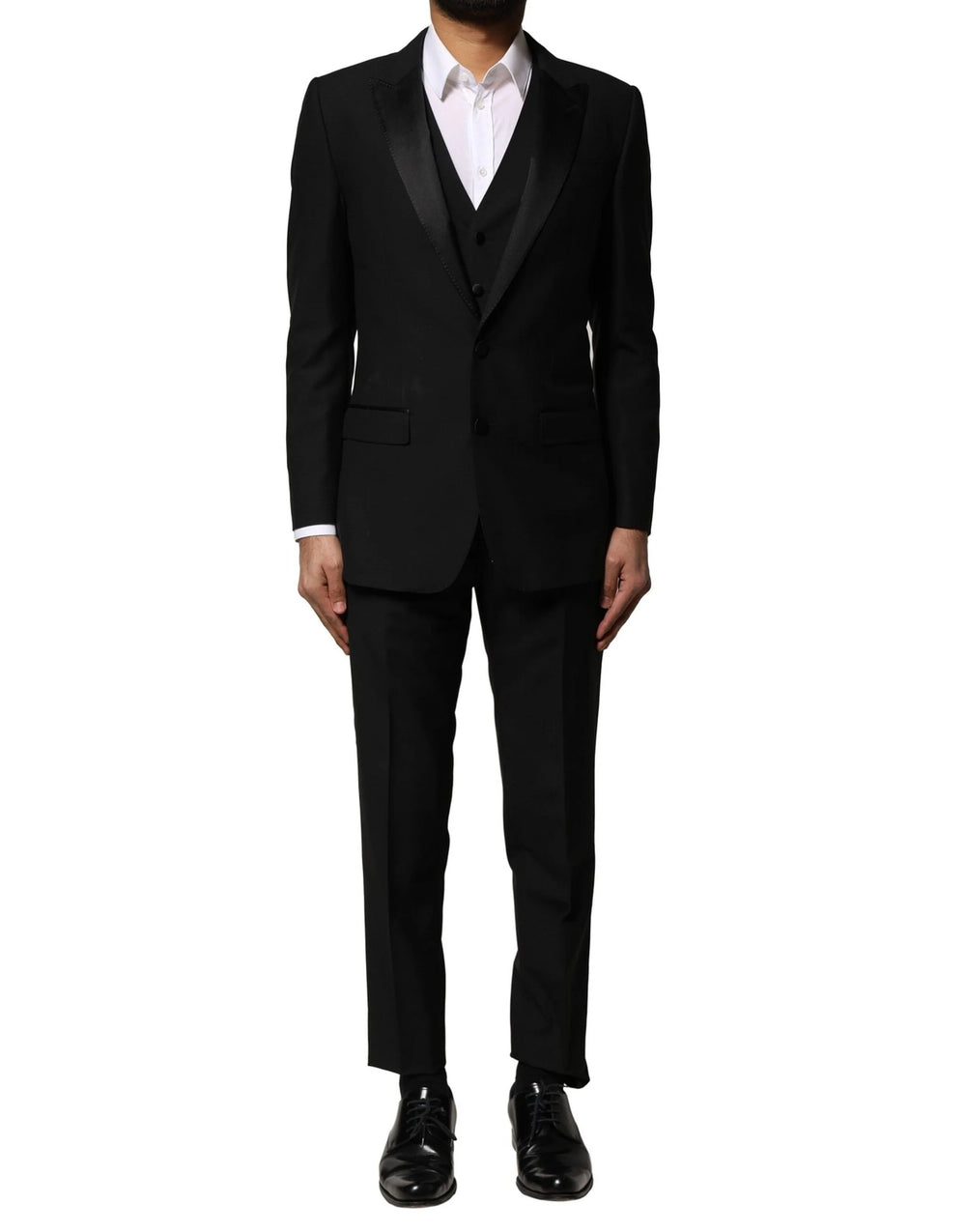 Dolce & Gabbana Black Wool 3 Piece Single Breasted Suit - IT46 | S - Suits