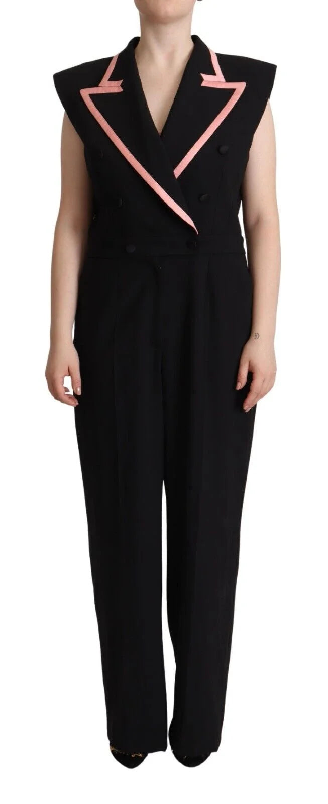 Dolce & Gabbana Black Wool Blend Sleeveless Jumpsuit Dress - One-Pieces
