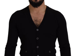 Dolce & Gabbana Black Wool Button Down Cardigan Sweater - IT44 | XS - Cardigans