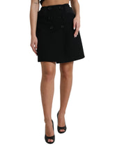 Dolce & Gabbana Black Wool Button High Waist Aline Mini Skirt - IT40|S - Skirts
