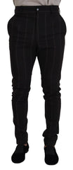 Dolce & Gabbana Black Wool Chino Formal Men Pants - IT48 | M