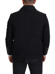 Dolce & Gabbana Black Wool Collared Full Zip Jacket - IT52 | L - Sport Jackets