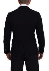 Dolce & Gabbana Black Wool Crown Slim Fit Jacket Blazer - Sport Jackets