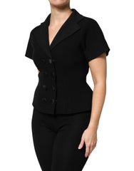 Dolce & Gabbana Black Wool Double Breasted Coat Jacket - Wrap Coats