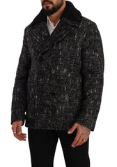 Dolce & Gabbana Black Wool Double Breasted Coat Men Jacket - IT48 | M - Overcoats