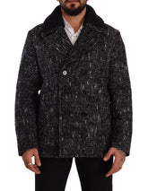 Dolce & Gabbana Black Wool Double Breasted Coat Men Jacket - IT48 | M - Overcoats