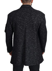 Dolce & Gabbana Black Wool Double Breasted Coat Men Jacket - IT52 | L - Overcoats