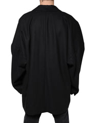 Dolce & Gabbana Black Wool Double Breasted Men Coat Jacket - IT50 | L - Sport Jackets