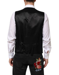 Dolce & Gabbana Black Wool Dress Formal Men Waistcoat Vest - IT56 | XXL - Vests