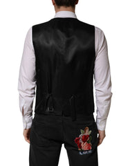 Dolce & Gabbana Black Wool Dress Men Formal Waistcoat Vest - IT52 | XL