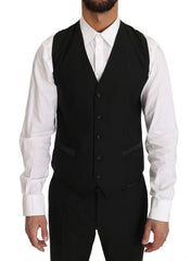 Dolce & Gabbana Black Wool Dress Waistcoat Gillet Vest - IT48 | M - Vests
