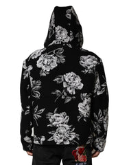 Dolce & Gabbana Black Wool Floral Printed Men Hooded Jacket - IT48 | M - Sport Jackets