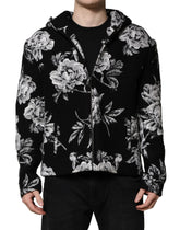 Dolce & Gabbana Black Wool Floral Printed Men Hooded Jacket - IT48 | M - Sport Jackets