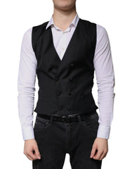 Dolce & Gabbana Black Wool Formal Dress Men Waistcoat Vest - IT50 | L - Vests