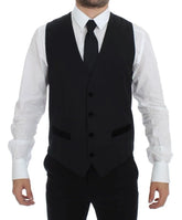 Dolce & Gabbana Black Wool Formal Dress Vest Gilet Weste - IT48 | M - Vests