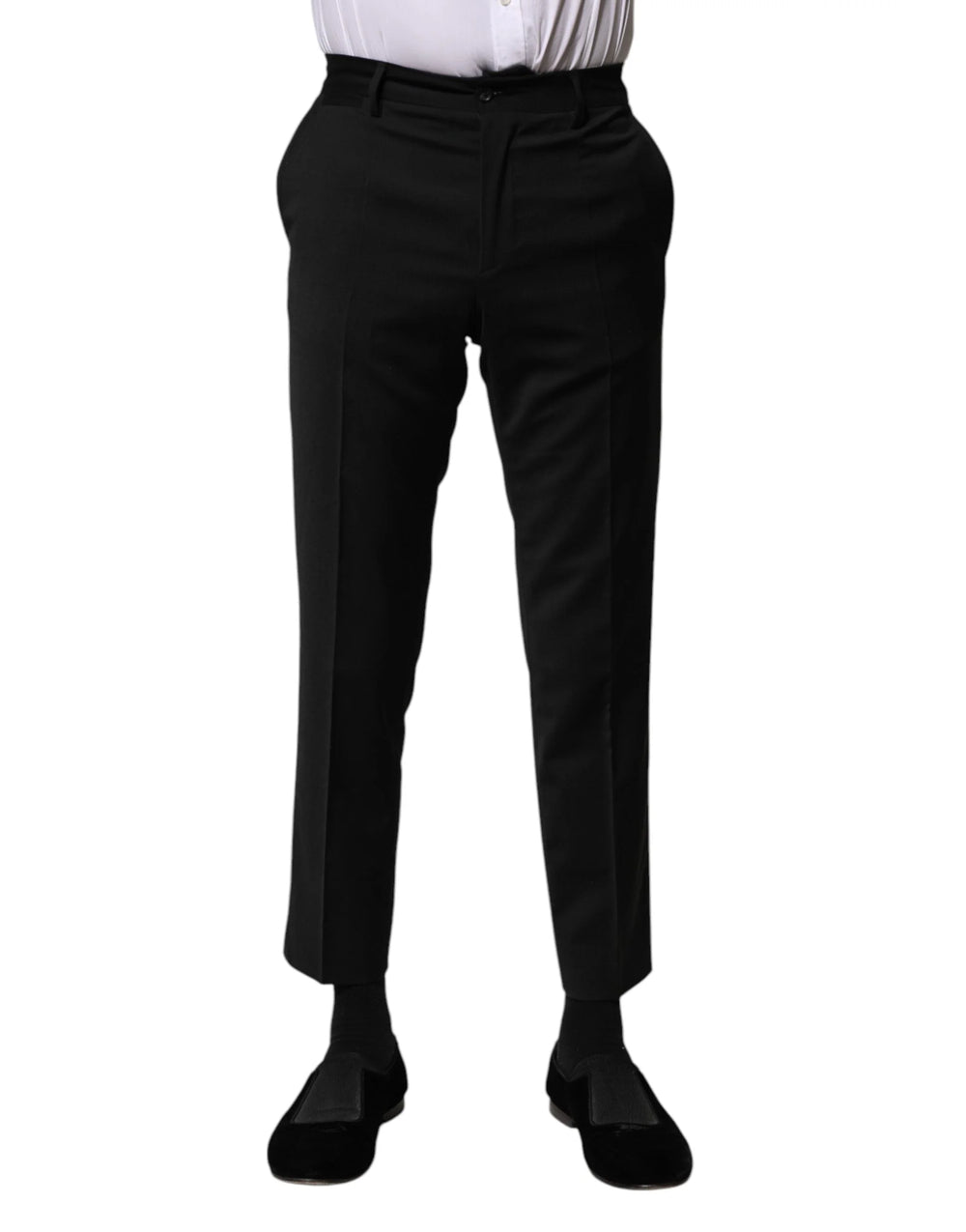 Dolce & Gabbana Black Wool Formal Men Cropped Pants - IT44 | XS - Trousers