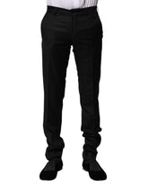 Dolce & Gabbana Black Wool Formal Men Slim Pants - IT44 | XS - Trousers