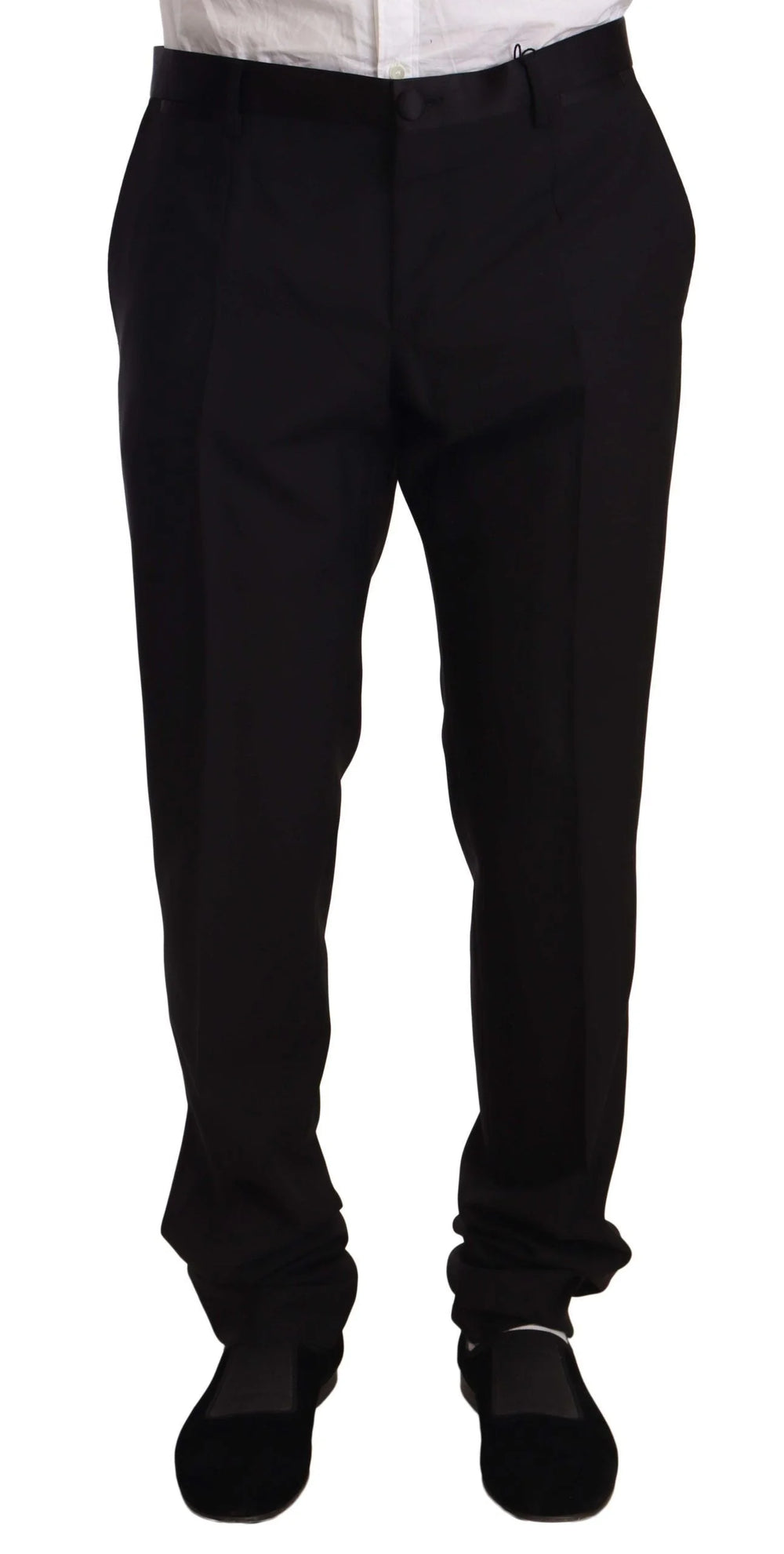Dolce & Gabbana Black Wool Formal Tuxedo Trouser Pants - IT56 | XXL - Trousers