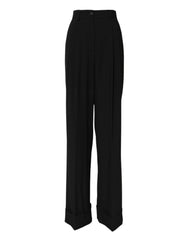 Dolce & Gabbana Black Wool High Waist Formal Pants - IT38 | XS - Trousers