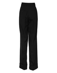 Dolce & Gabbana Black Wool High Waist Formal Pants - IT38 | XS - Trousers
