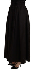 Dolce & Gabbana Black Wool High Waist Maxi PIECE Skirt - IT40|S - Skirts