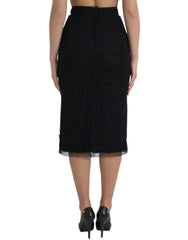 Dolce & Gabbana Black Wool High Waist Pencil Cut Midi Skirt - IT40|S - Skirts