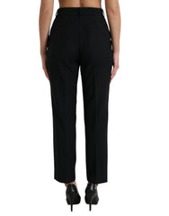 Dolce & Gabbana Black Wool High Waist Straight Pants - IT46|XL - Trousers