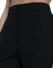 Dolce & Gabbana Black Wool High Waist Straight Pants - IT46|XL - Trousers